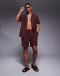 [South Beach] South Beach seersucker beach shorts in brown (part of a set) XS Brown