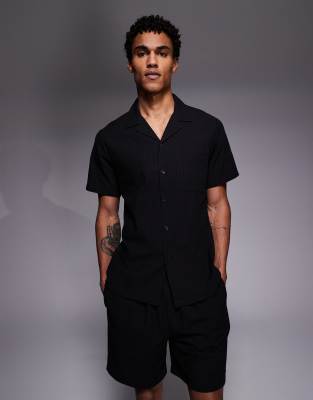 South Beach Seersucker Shirt In Black