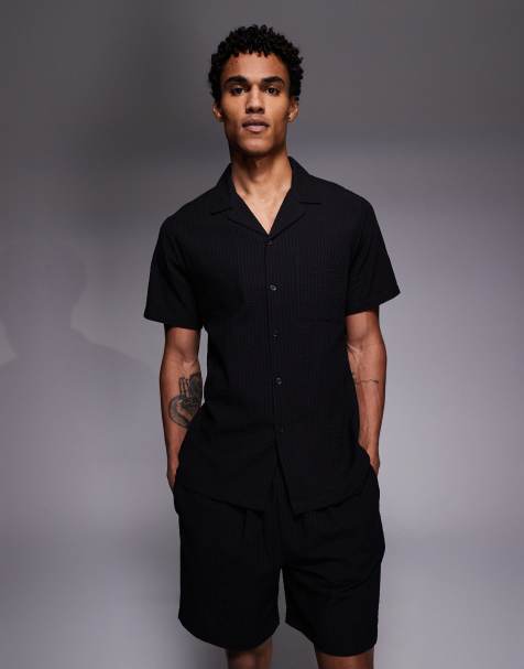 South Beach seersucker shirt in black - view 1