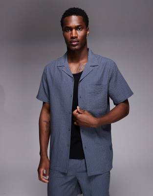 South Beach Seersucker Shirt In Blue