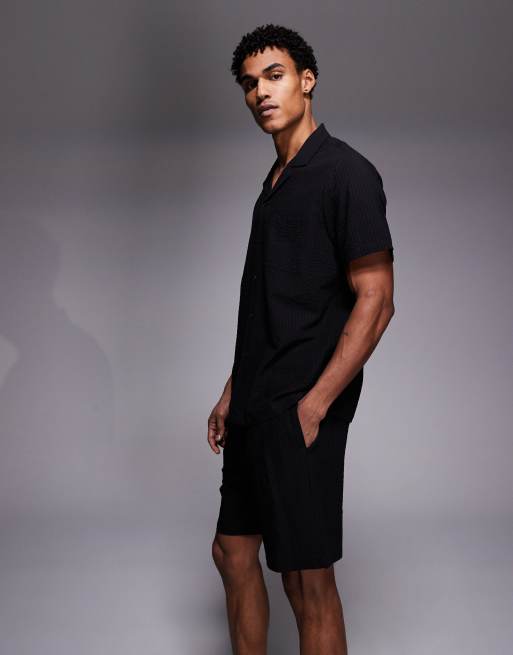 South Beach seersucker shorts in black, 3 of 5