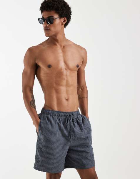 South Beach seersucker shorts in petrol blue - view 1