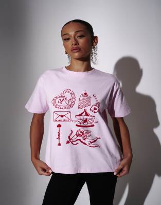 South Beach Self Love Graphic Oversized T-shirt In Pink