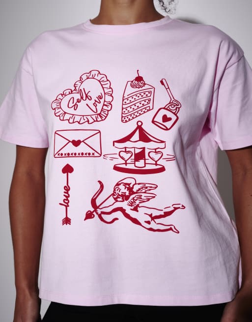 South Beach Self love graphic oversized t-shirt in pink, 2 of 4