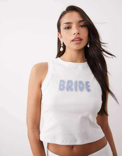 South Beach sequin bride tank top in white - view 1