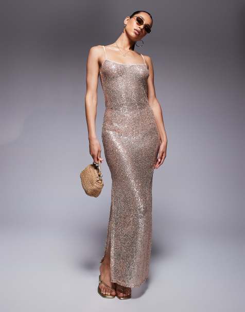 South Beach sequin gold maxi beach dress in gold - view 1