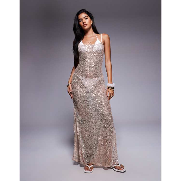 sequin gold long dress Strapless Lace-Up Front Prom with Slit Gold / 8 Sequins Length Off-Shoulder Sequin Illusion Gold Long