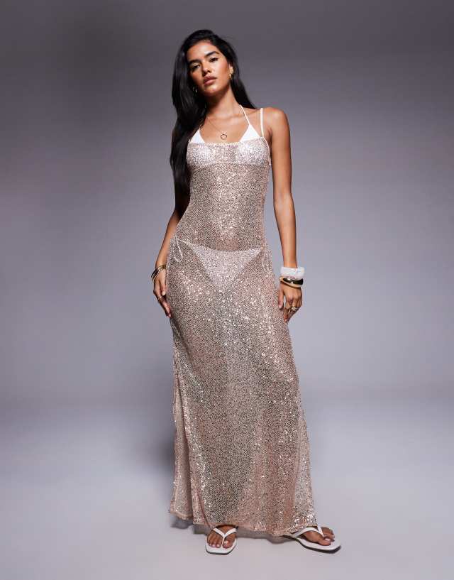 sequin maxi dress formal Baltic Born Womens Karina Sequin Maxi Dress | Wine