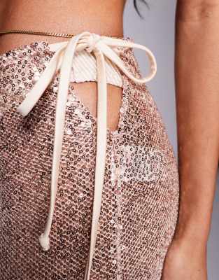 South Beach Sequin Maxi Beach Skirt In Neutral