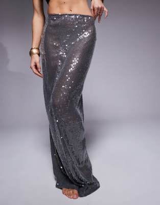 South Beach Sequin Maxi Beach Skirt In Gray