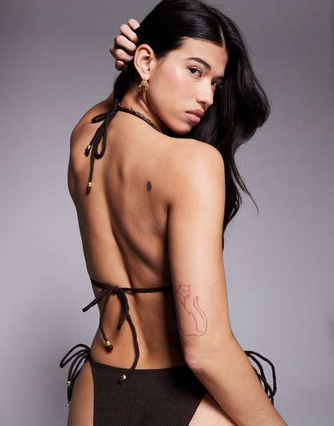 South Beach - Set bikini marrone scuro con stella marina - view 1