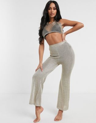 South Beach Sheer Knitted Flared Trousers - ASOS Price Checker