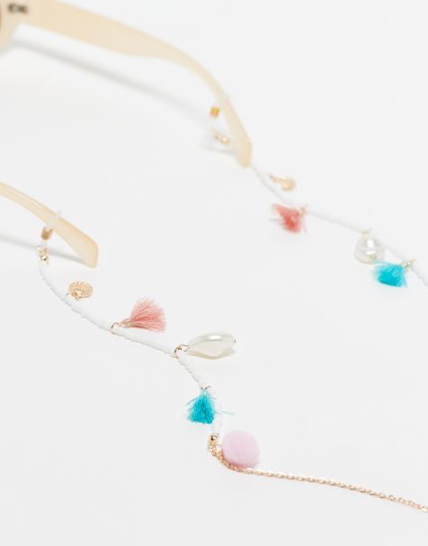 South Beach shell and tassel sunglasses chain in gold - view 1