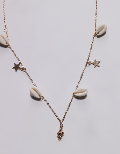 South Beach shell beaded belly chain in gold ASOS