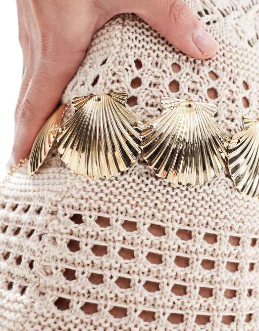 South Beach shell metal belt in gold | ASOS