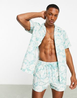 South Beach shirt co-ord in blue floral print - ASOS Price Checker