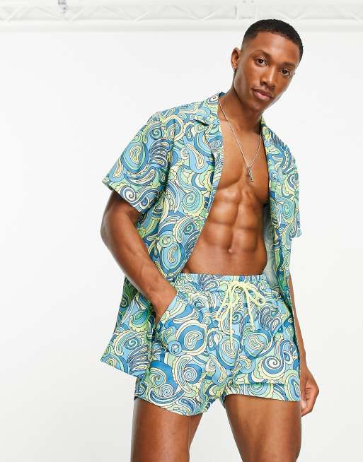 South Beach shirt in blue swirl print (part of a set)