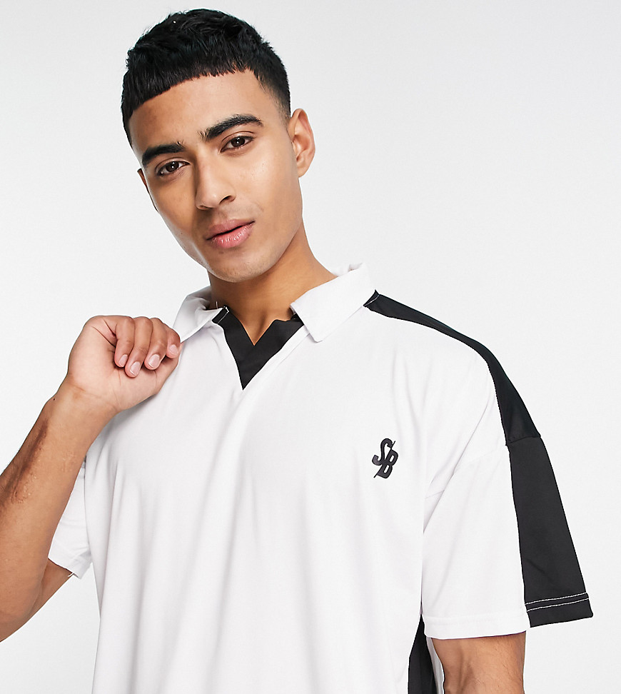 south beach short sleeve football jersey in white and black