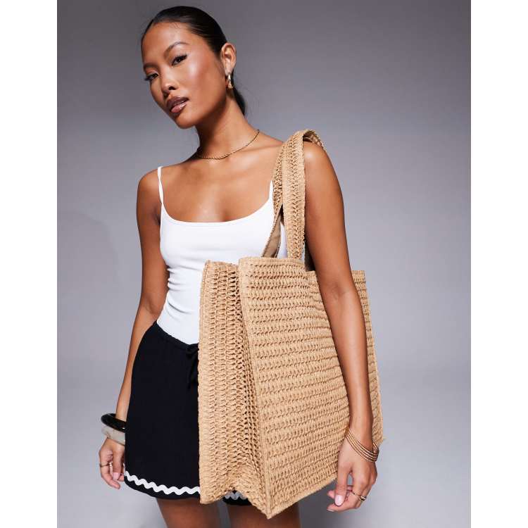 ★DAKS★ ABERDEEN Beige Raffia Mini Tote and Shoulder Bag Off-White Day Off Raffia Tote Bag | Neiman Marcus