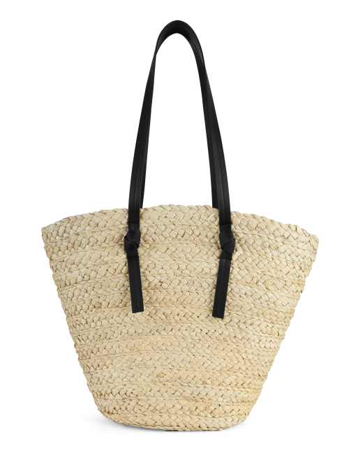South Beach Shoulder straw tote bag in black, 2 of 3