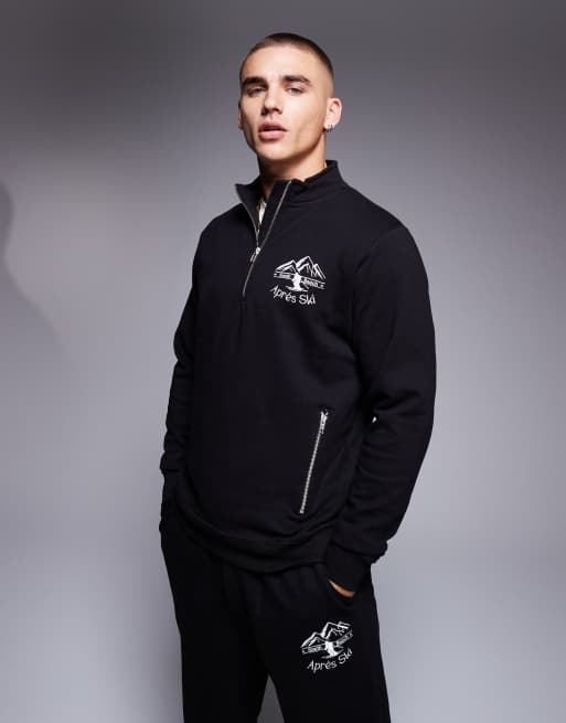 South Beach Ski 1/4 zip long sleeve top in black