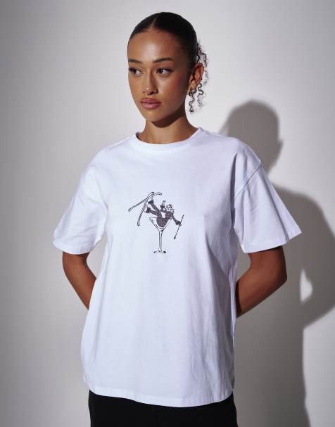 South Beach Ski cocktail class oversized tshirt in cream - view 1