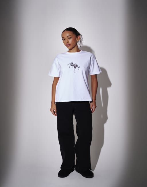 South Beach Ski cocktail class oversized tshirt in cream, 3 of 4