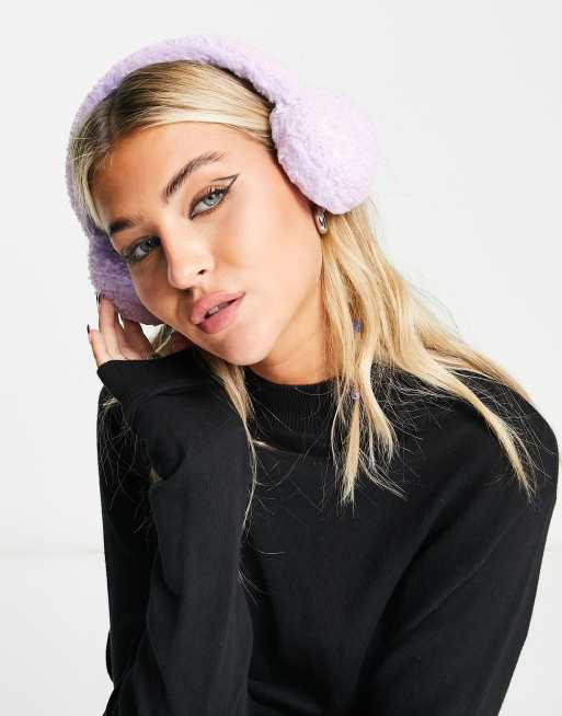 South Beach ski embroidered ear muffs in lilac | ASOS