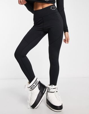 ski fleece back leggings in black