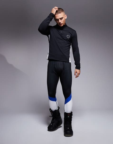 South Beach Ski fleece back stripe leggings in black - view 1
