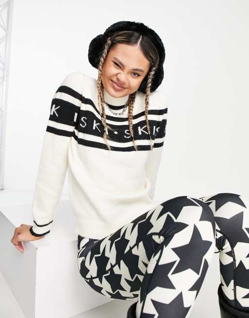 South Beach ski knitted sweater in cream and black