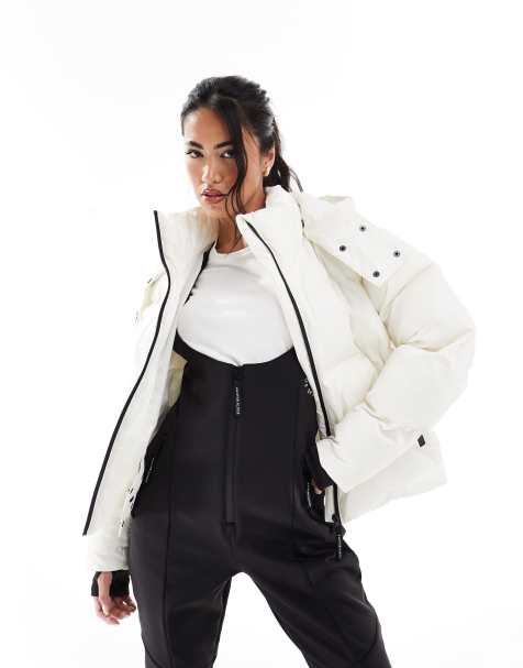 South Beach Ski padded hooded jacket in cream - view 1