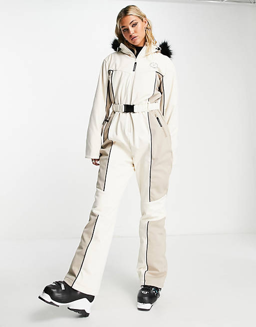 South Beach ski snow suit in beige | ASOS