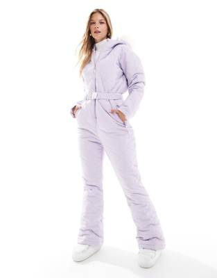 South Beach Ski snow suit with faux fur trim in lilac-Purple