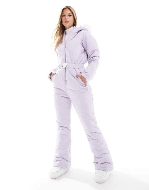 South Beach Ski snow suit with faux fur trim in lilac - view 1