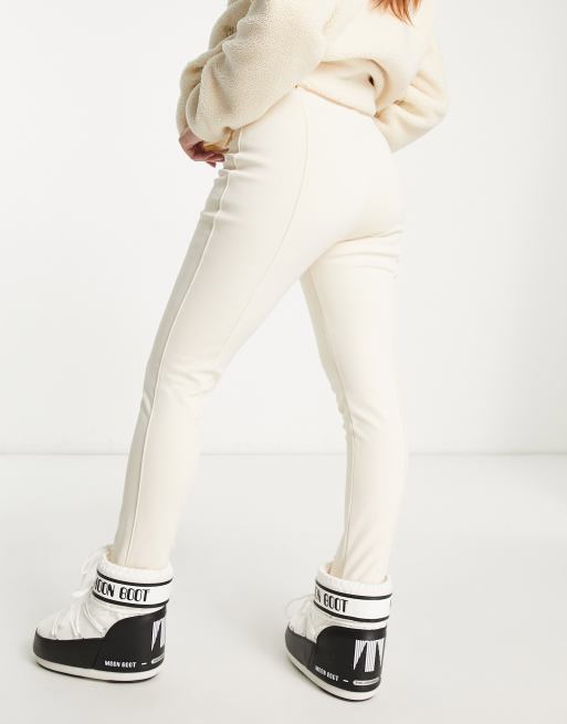 Topshop Sno stretch slim leg ski pants with stirrups in ecru