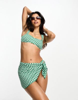 South Beach skirt co-ord in green gingham