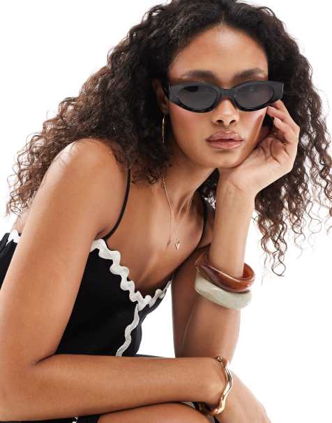 South Beach Slim cat eye sunglasses in black - view 1