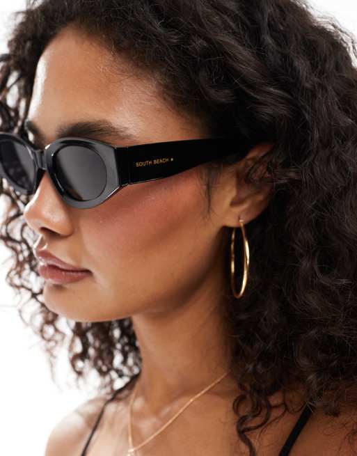 South Beach Slim cat eye sunglasses in black, 2 of 3