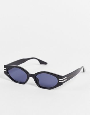 South Beach slim frame sunglasses with metal detail in black