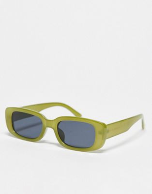 South Beach slim rectangular sunglasses in olive