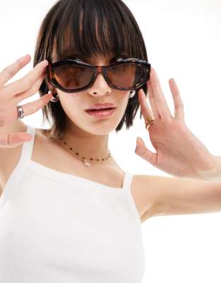 South Beach slim round sunglasses in brown tort - ASOS Price Checker