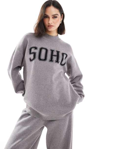 South Beach - Soho - Maglione grigio con collo a imbuto - view 1