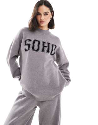 South Beach - Soho - Pullover in Grau mit Stehkragen