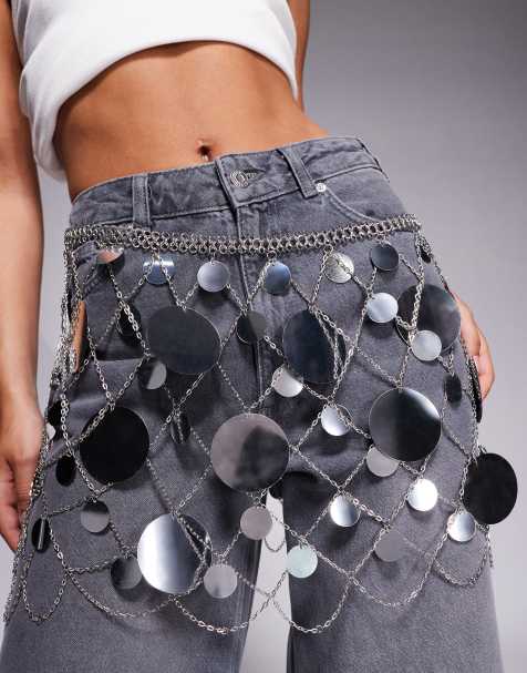 South Beach – Srebrny festiwalowy pasek z cekinowymi dyskami - view 1