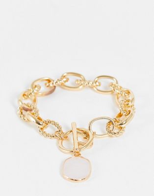 South Beach statement link bracelet with pink crystal in gold