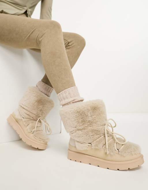 South Beach - Stivali da neve in pelliccia sintetica beige