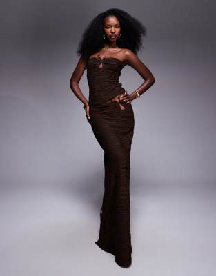 South Beach - Strand-Maxirock in Mokkabraun mit Metalldetail-Brown