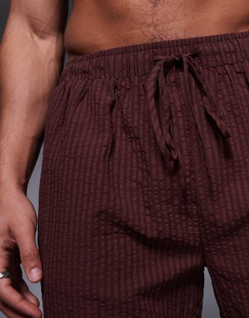 South Beach – Strand-Shorts aus Seersucker in Braun, Kombiteil, 3 von 5