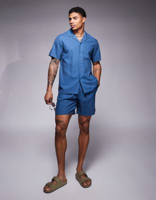 Strand-Shorts in Marineblau mit Tunnelzug Blau S